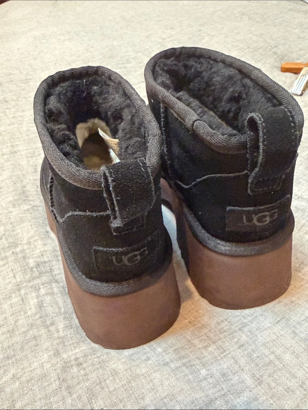 UGG Black Suede Platform Ankle Boots - Women